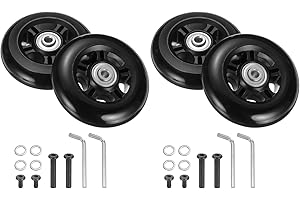 uxcell Set of 2 Luggage Wheels Replacement 84 x 24 mm/3.3" x 0.9" Rubber Swivel Caster Bearing Wheels Repair Kits for Suitcas