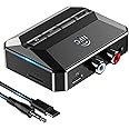 KAIY Bluetooth Receiver for Home Stereo Adapter, Bluetooth to RCA Adapter NFC-Enabled, 3.5mm AUX Audio Receiver for HiFi Music Streaming Stereo System, Support USB Flash Drive/TF Card