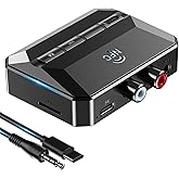 KAIY Bluetooth Receiver for Home Stereo, Bluetooth to RCA Adapter with NFC-Enabled, 3.5mm Audio Adapter Support USB Flash Drive/TF Card, Wireless Audio Receivers for HiFi Music Stereo System