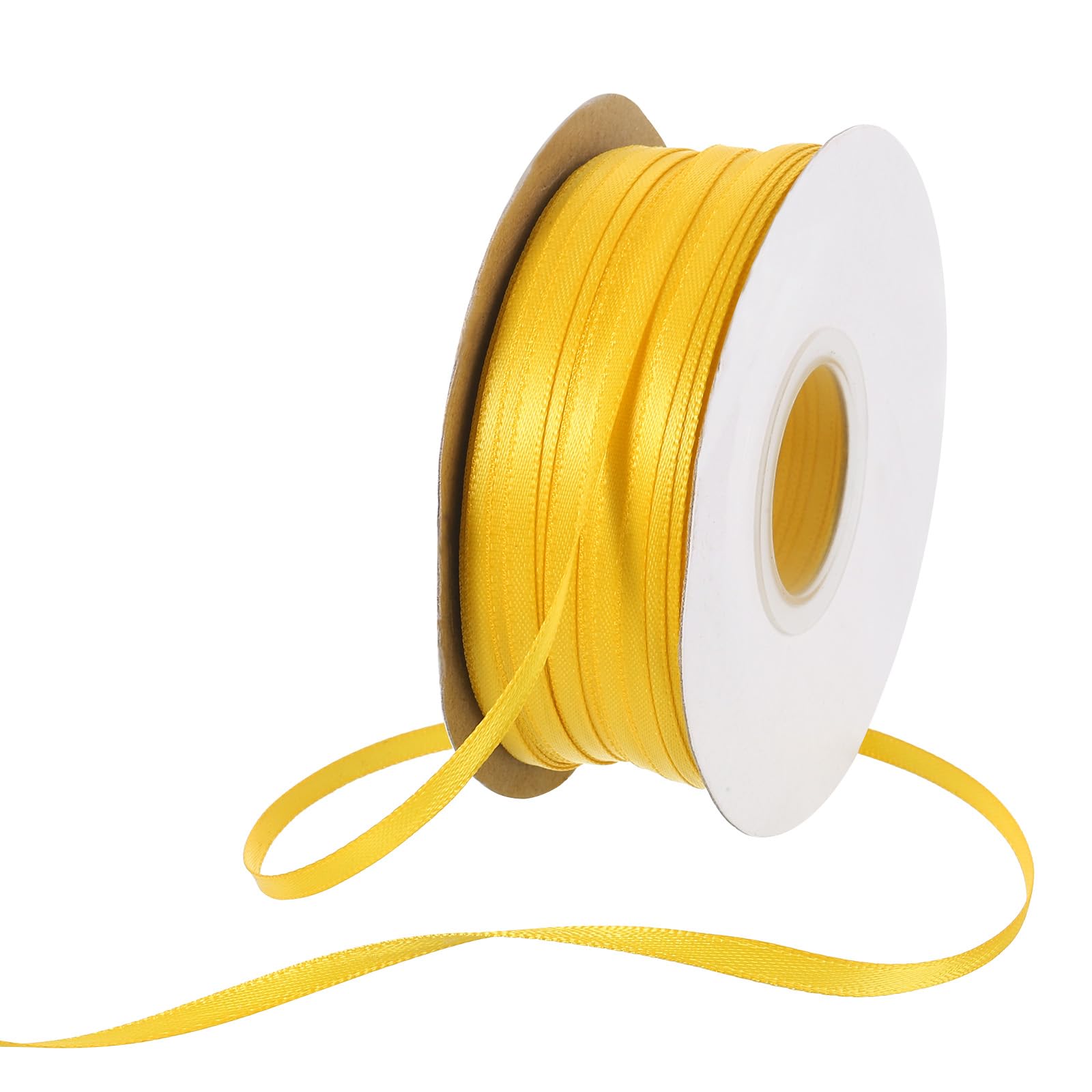 Rebower 3mm Satin Ribbon 91m Thick Double Face Grosgrain Silk Ribbon, [for Gift Wrapping, Hair Bows, Wedding, Cake, Flower] - 100 Yard/300ft/ Olive Yellow — image 1