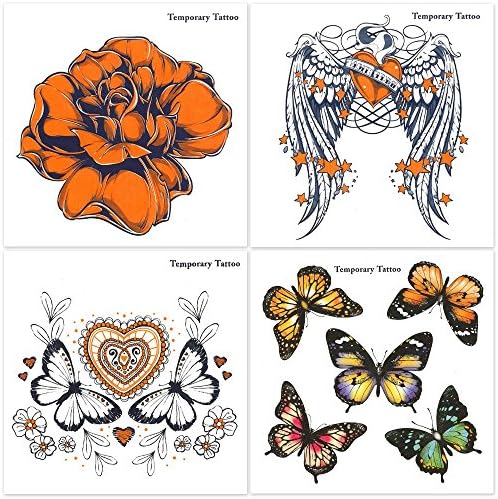 Hakuna 4 Sheets Temporary Tattoos, Flower/ Butterfly/ Wings