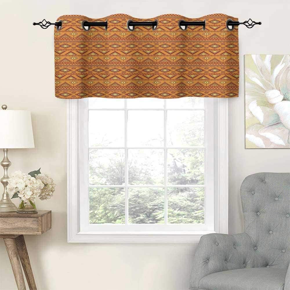Hiiiman Window Curtain Valances Room Darkening Orange Tribal Borders