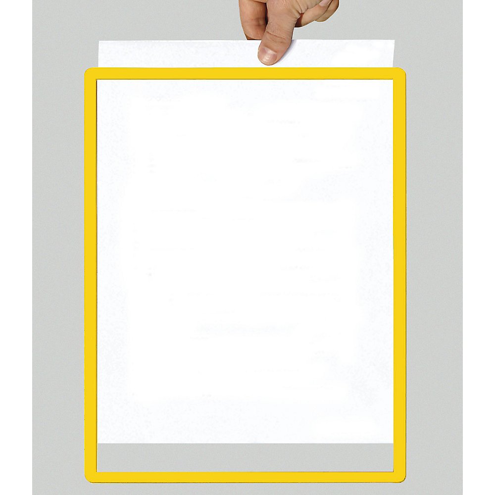 A3 Magnetic Frame Document Holder, Ideal For Flat Steel Surfaces, Easy Insertion & Removal Of Documents, Yellow, Pack of 10
