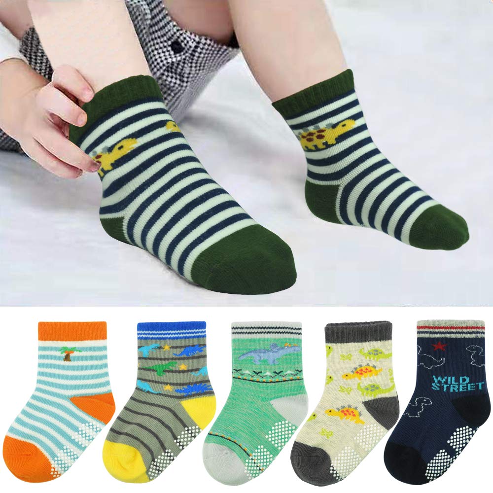 SkiBeaut Toddler Socks, Non Slip Kids Socks Boys Grips Socks Girls Grippy Socks for 1-3/3-5/5-7 Years Old,12 Pairs