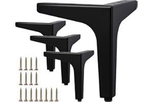 La Vane 4 Inch Metal Furniture Legs, Set of 4 - Modern Diamond Triangle Black DIY Replacement Feet for Cabinet, Sofa, Table, Ottoman Makeover
