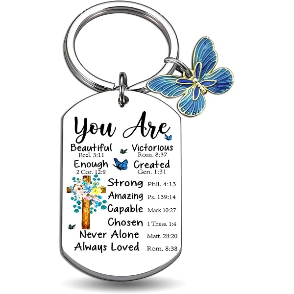 Bible Verse Keychain With Pink Crystal Crown – Psalm 91:11 Inspirational Gift For Women & Men