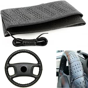 Classic Black Lace-On Steering Wheel Cover - Stretch Fit, No Tools Needed, Universal Car Accessory