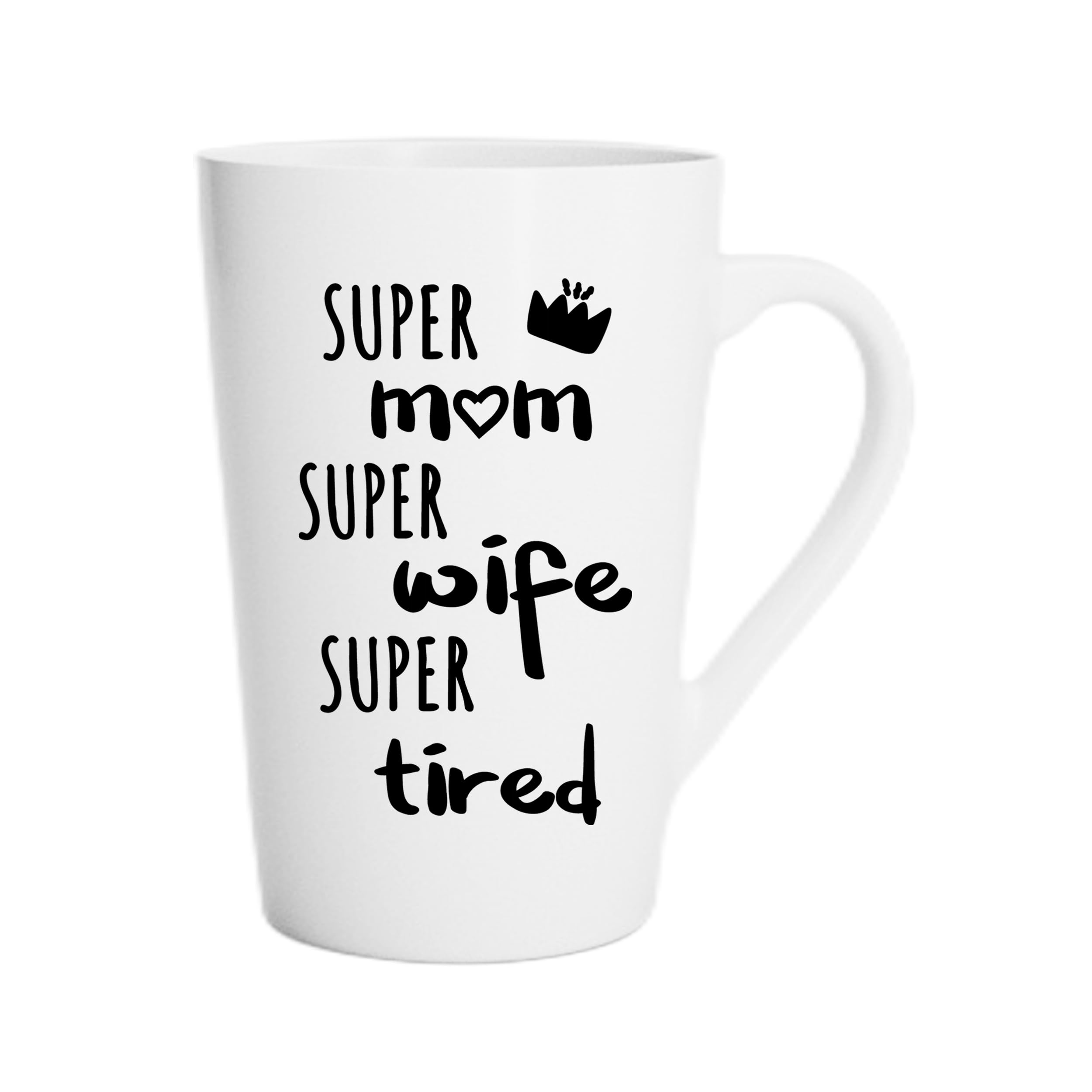 This Mother's Day Gifts Funny Coffee Mug for Mum Wife Christmas Gifts, Super Mom Super Wife Super Tired Cute Present from Daughter Son or Husband Fun Cup White, 13 Oz