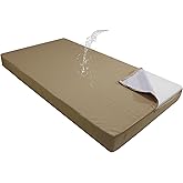 Olefin Twin Outdoor Porch Swing Bed Mattress Cover Waterproof, Twin Size Patio Daybed Cushion Covers Fitted Sheet Slipcover with Zipper, Only Cover (Light Brown, 75 * 39 * 6IN)