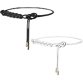Ayliss Womens Rope Waist Belt Tie Skinny Woven PU Leather Thin Braided Belt Women Knot Boho Wrap For Dresses Vocations