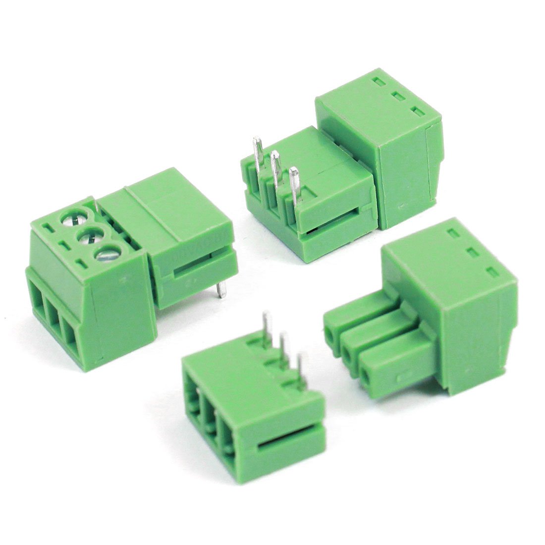 sourcing map 3pcs 3.5mm Pitch 3 Pins AC300V 8A Terminal Blocks Connectors Green