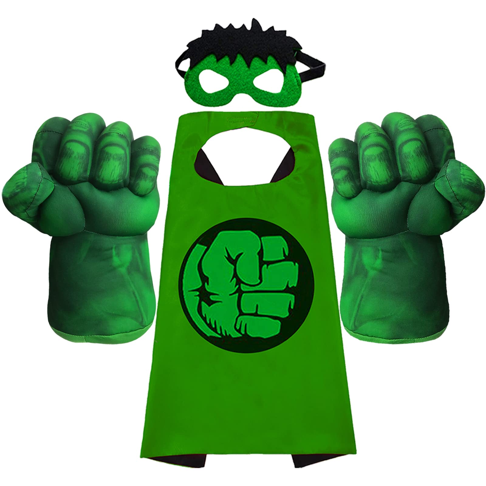 PINKYPIG Superhero Hands Gloves Kids Smash Boxing Glove Big Plush Toys Green Hero Hand with Cape for Boy Girl(B) SS