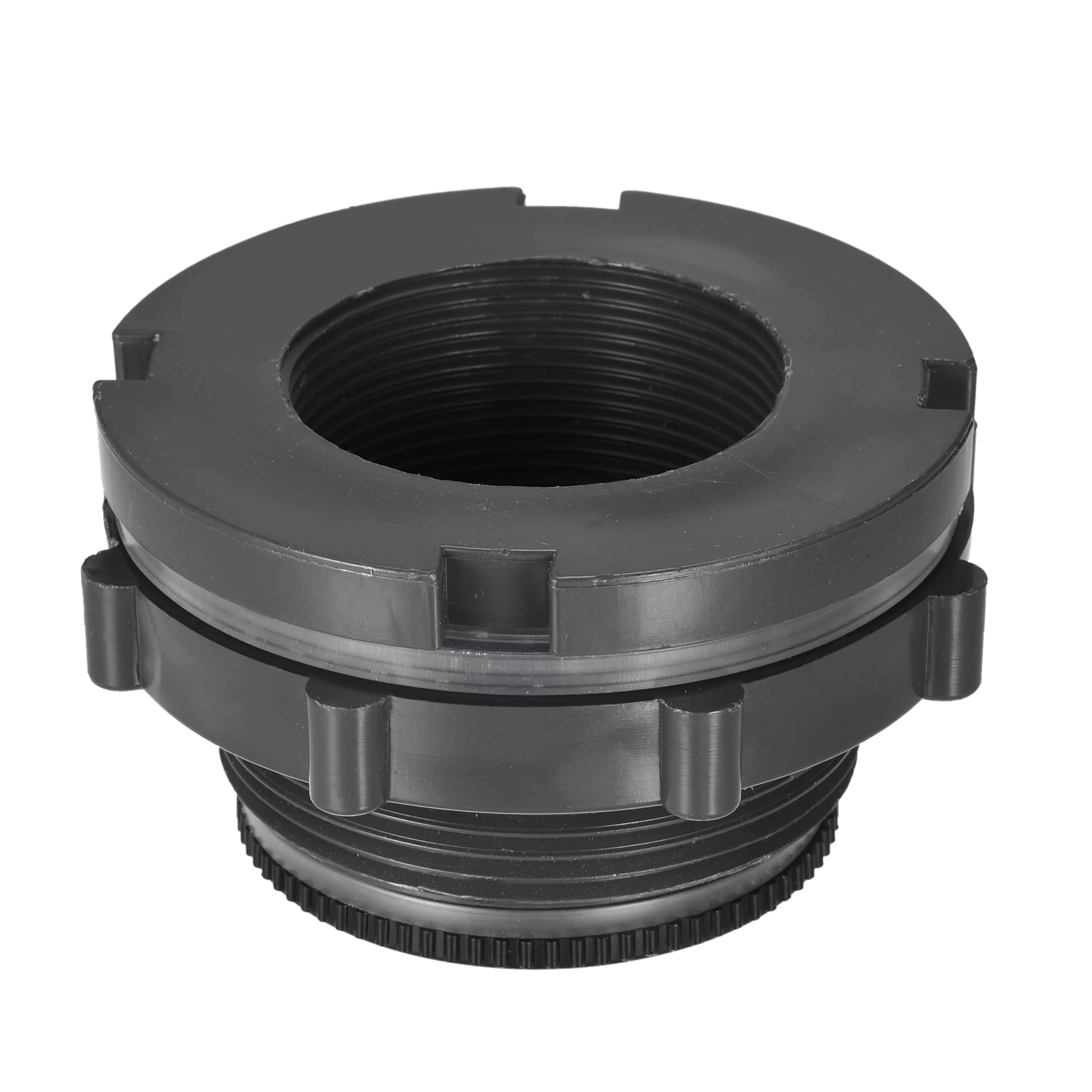 M METERXITY 1 Set PVC Bulkhead Fitting - Threaded Bulkhead Water Tank Connector, with Plug Fitting, Apply to Aquariums, Faucets, (G1-1/2 Thread, Gray)