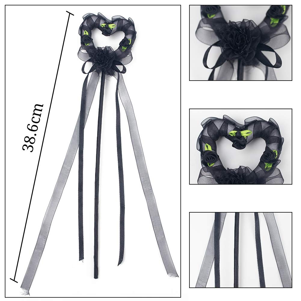 Koogel Black Angel Fairy Wings with Halo, Dark Angel Halloween Fancy Dress Costume for Kids Girls Halloween Cosplay Party