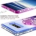 SOGA Rhinestone Glitter Bling Liquid Floating Quicksand Cute Phone Case Compatible for Samsung Galaxy Note 8 Case with Embedded Metal Ring for Magnetic Car Mounts Include Lanyard - Purple on Blue