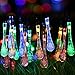 Water Drops Lights, Mulcolor 21 ft 30 LED Solar String Lights Outdoors Fairy String Light Halloween Christmas Lights for Garden Path, Party, Bedroom Decoration (Multi-color)