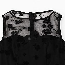 Women Mesh Floral Embroidery 50s Vintage Cocktail