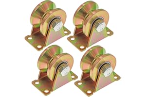 Skelang 2" V-Groove Wheel, Sliding Gate Casters, Heavy Duty Rigid Roller for Inverted V-Track, Rolling Gate, Industrial Machines Rail, Total Load Capacity 2500 Lbs, Pack of 4
