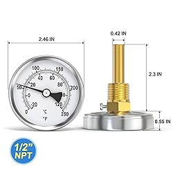 MEANLIN MEASURE 1/2" NPT Bimetal Thermometer for