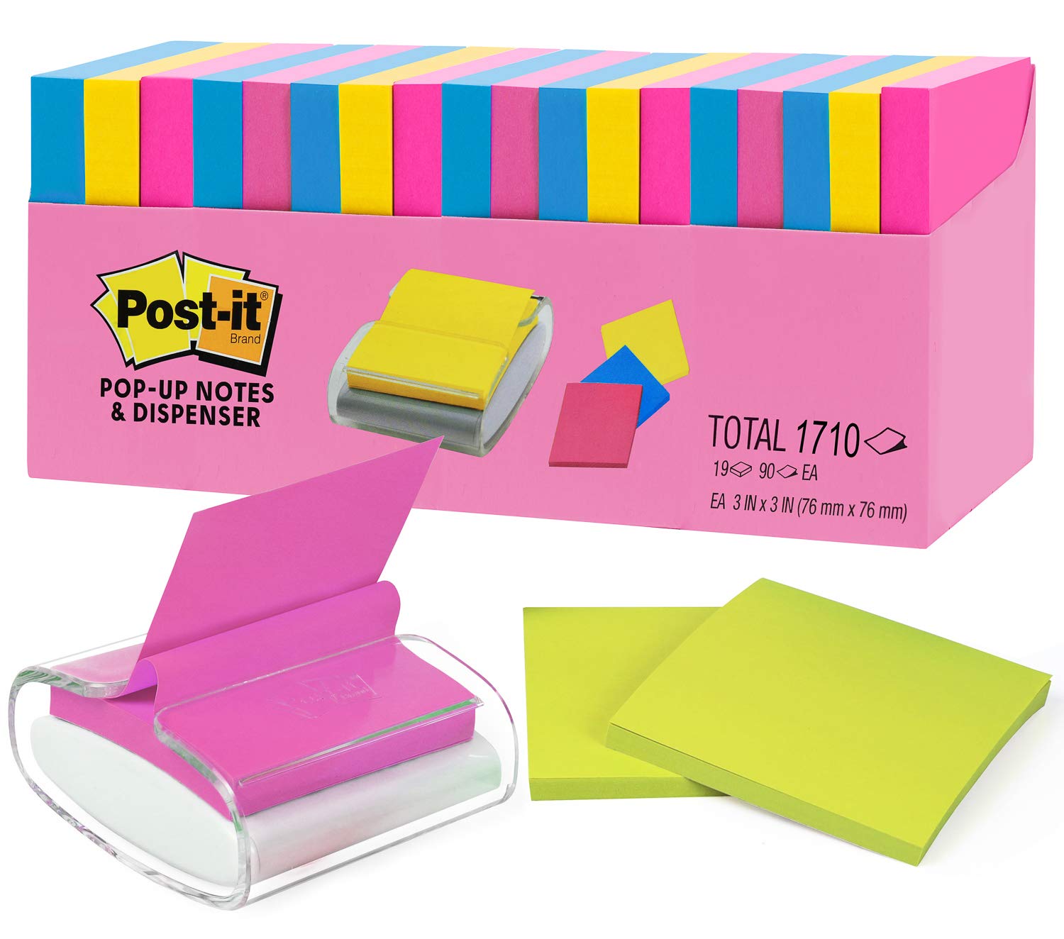 3/” x 3/” PostIt Sticky Notes with Dispenser 19 Individual Pads 1710