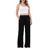 Aphratti Women's Wide Leg Flowy Pants High Waisted Casual Summer Beach Vacation Clothes