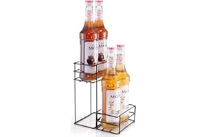 kimilus 4 Bottle Coffee Syrup Organizer Coffee Syrup Rack for Coffee Bar Kitchen Small Wine Rack for Bar Family Storage for Syrup Wine Dressing (for Monin Syrup Only)