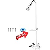 Artiwell Outdoor Shower Fixture System,Double Handle Utility Shower Faucet | Outdoor Shower Kit with Rustproof Riser,Riser Extension,Showerhead and Soap Dish, Polished Chrome