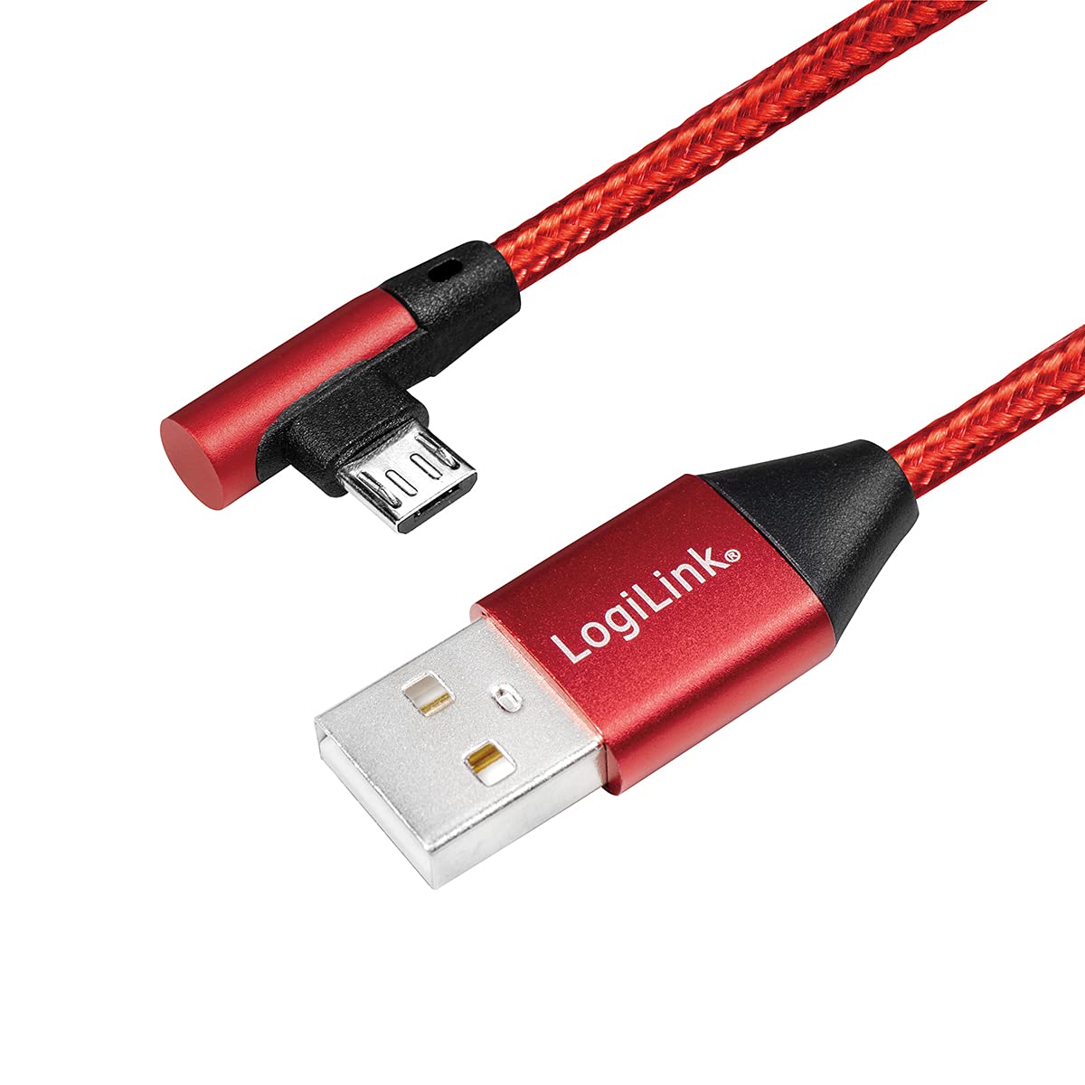 LogiLink USB 2.0 Connection Cable USB (Type A) to Micro-USB 90° Angled Red 0.3 m