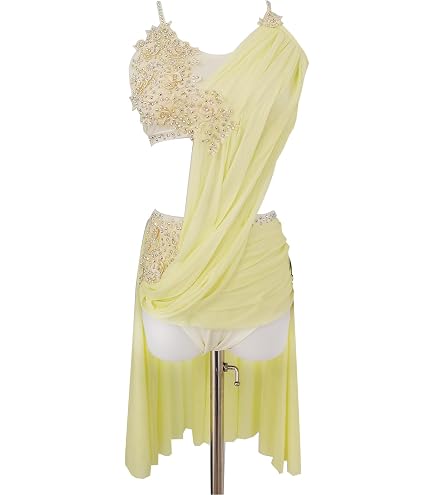 JoyCan Girls' Yellow Lyrical Dance Dress Shiny Professional Customized Competition Costume : Clothing, Shoes & Jewelry