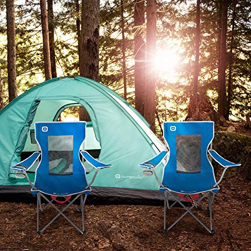 Outbound Camping Chair Portable Foldable Mesh Back Quad Chair with