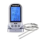 VENSMILE Meat Thermometer ,Waterproof Dual Probe Instant Read Food Cooking Thermometer with Large LCD and Timer Alarm For Smoker Grill BBQ Thermometer