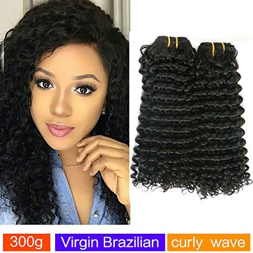 MAOYUAN Brazilian big Curly Virgin Hair Weave 3 Bundles Unprocessed Human Hair Extensions Natural Color Can Be Dyed and Bleached Tangle Free (10 12 14)