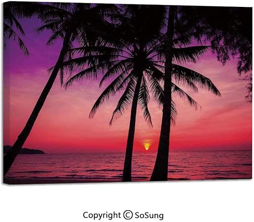 Amazon Com Wall Art Decor High Definition Palm Trees Silhouette