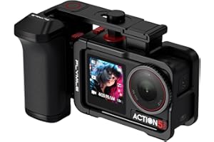 Grip Kit for DJI Action 5 Pro 4 3 (with Cage), Handle Holder Bundle Expansion Mount with Shutter Button, Quick Release Adapte