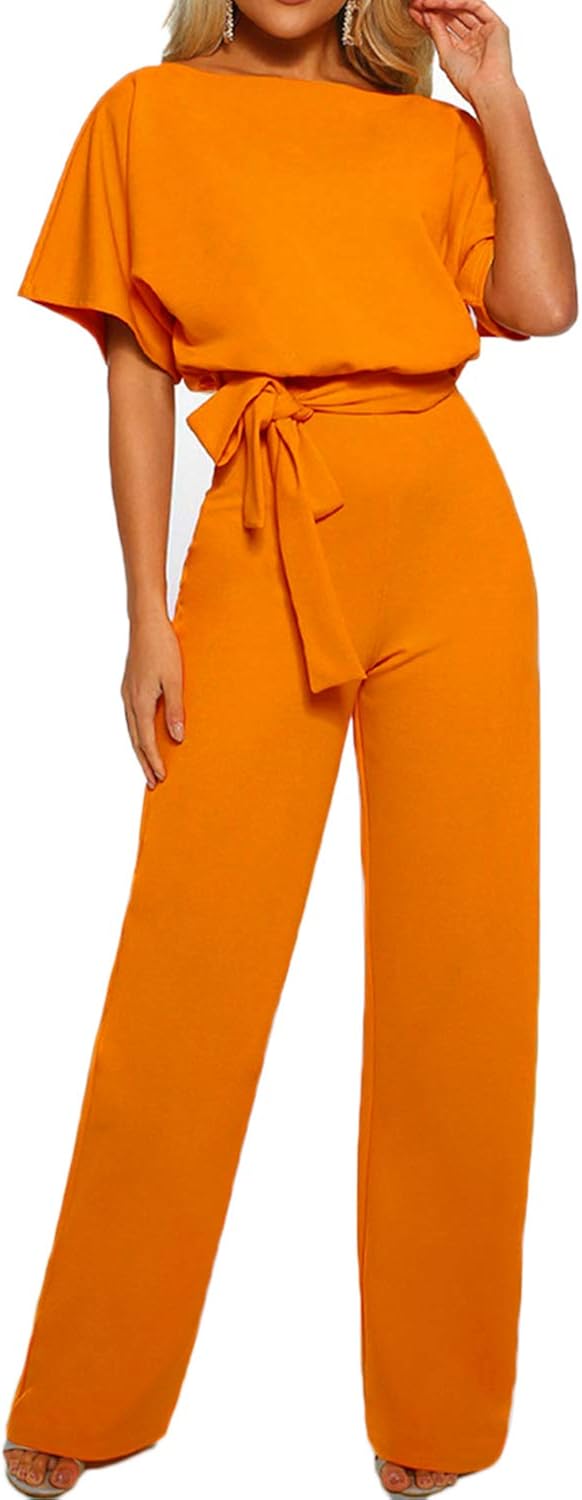 MINTLIMIT Damen Jumpsuit Elegant Langarm/Kurzarm V Ausschnitt Ärmellos