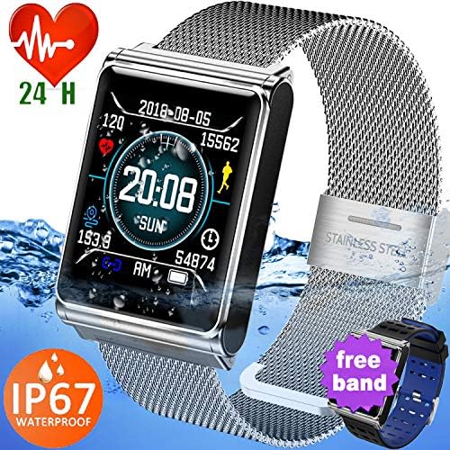 Smart Watch Fitness Tracker for Men Women Kids Outdoor IP67 Waterproof Activity Health Tracker with Heart Rate Blood Pressure Monitor Sports Watch Calories Step Run Swim Smart Wrist Birthday Gift