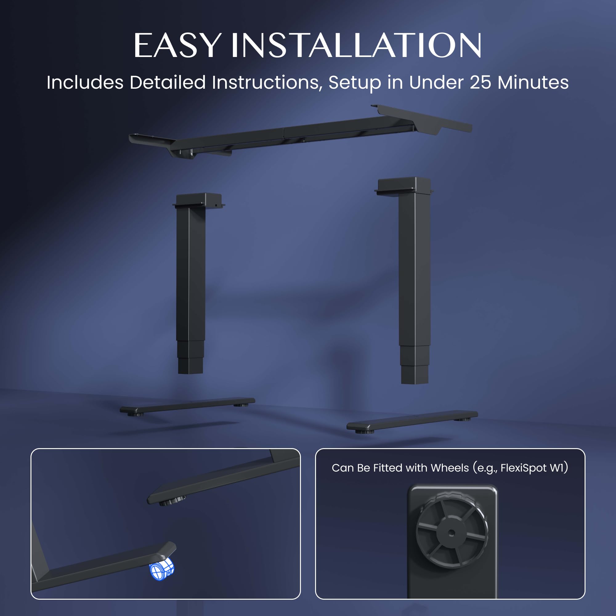 FLEXISPOT Höhenverstellbarer Schreibtisch Elektrisch Tischgestell mit 2 starken Motoren, Super Belastung 160KG, 3-Fach-Teleskop, Memory-Steuerung, LED Höhenanzeige (PRO Schwarz) 10