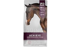 Pink Rose Organix PRO Series Achieve Performance Base Equine Feed, 40lbs - with PROeq for Joint, Gut, Brain & Body Health - Supports Muscle, Topline & Recovery - USDA Organic