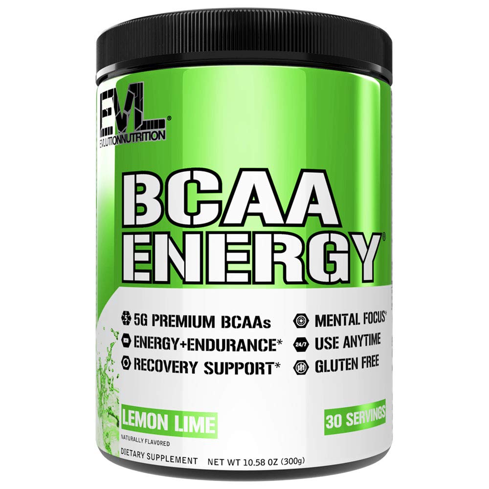 Evlution Nutrition BCAA Energy– Essential BCAA Amino Acids and Energizers for Anytime Energy, Performance, Immune Support, Muscle Building, Recovery, Vitamin C & B, Pre Workout, 30 Serve, Lemon Lime