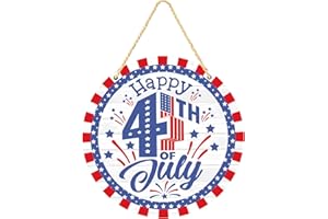 ARSEMICA 4th of July decorations, Fourth of July Welcome Sign Front Door Decor, Farmhouse Patriotic Memorial Day Wooden Hanging Sign Wall Decor, Independence Day Home Party Decoration, 11.8x11.8 inch