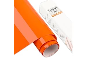 CAREGY Iron on Heat Transfer Vinyl Roll HTV (12''x5',Orange)