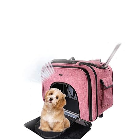 WLDOCA Transporttasche aus Nylon für Damen Hunde Katzen Belüftung des Transportwagens 58 * 38 * 32 cm,Pink