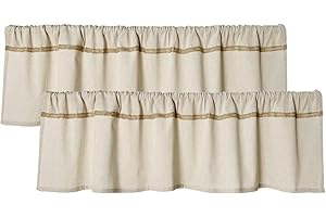OINDEC 2 Pack Cotton Linen Valance for Windows with Burlap Lace Trim Rustic Farmhouse 12 inch Kitchen Valance Rod Pocket Neutral Short Curtain Topper Window Treatment