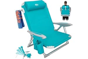 #WEJOY Beach Chair for Adults, Reclining Adjustable Position, Lay Flat Lightweight Folding Portable Aluminum Chair with Backpack Straps,Padded headrest, Heavy Duty 400 lbs Lawn Chair for Beach, Sand