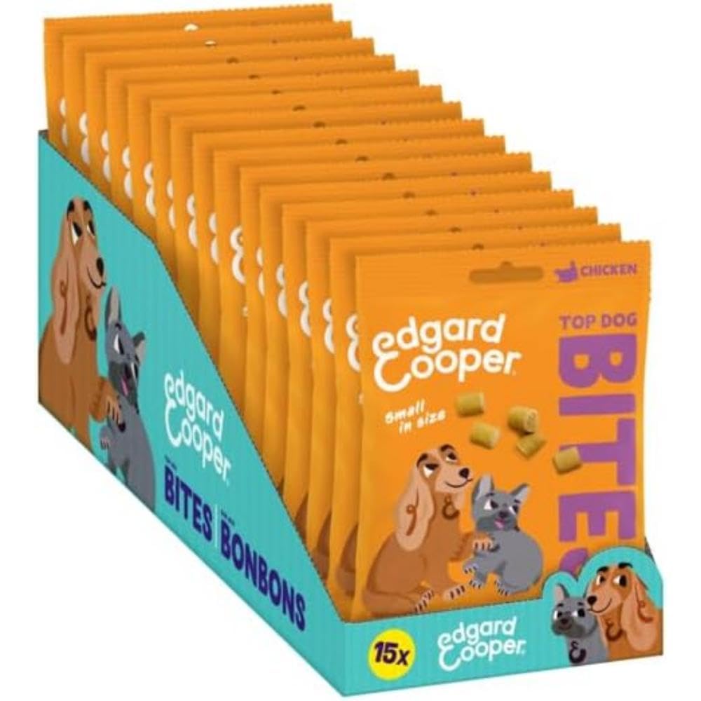 Edgard Cooper Natural Dog Treats, Chicken Top Dog Bites Small, 15 x 50g bag, Grain Free, High in Protein fresh meat, full of essential amino acids for healthy insides