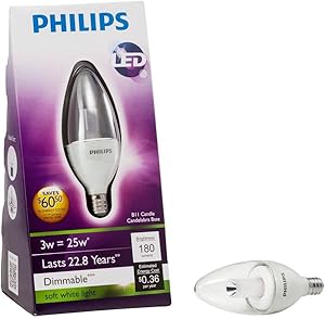 (3 Package) Philips 3.5-watt Dimmable B11 LED Decorative Candle 2700K Candelabara Base Light Bulb, Soft White