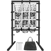 Queension 9 Hole Pitching Net with Strike Zone, Adjustable Height Powernet Baseball Nets with Target Pockets for Batting, Pitching Target Softball Baseball Training Equipment for Hitting