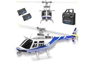 SSCCGYM C138 206 Remote Controlled Helicopter Aircraft Plane Drone RC Heli Single Rotor No Ailerons 6CH 6-Axis Gyroscope Altitude Hovering W/Optical Flow Localization 2Battery for Adults Beginners (Blue ）