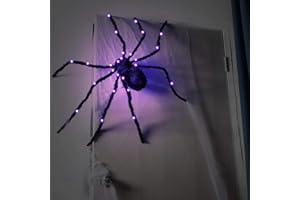 Sizonjoy Halloween Spider Decorations, Giant Light up Black Hairy Spider Decoration for Best Halloween Party Outdoor Indoor Yard Decoration