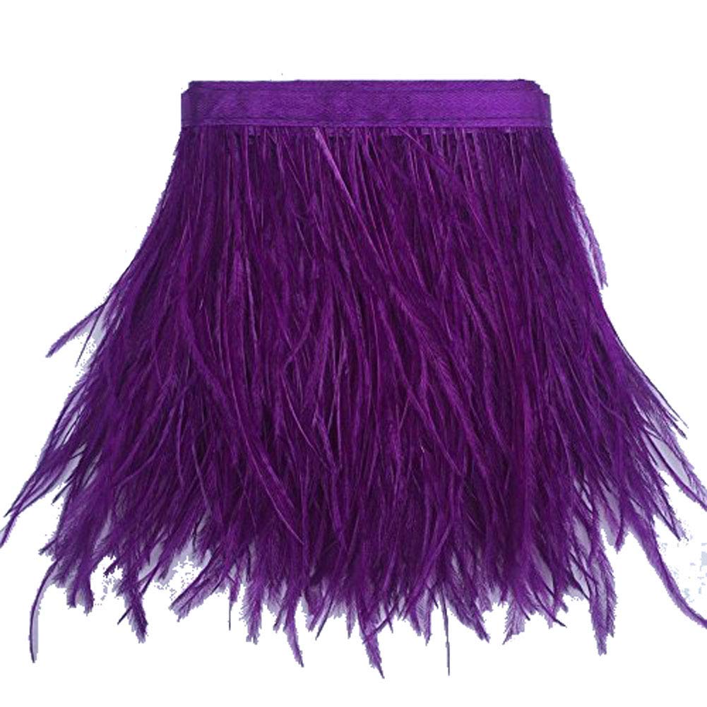 KOLIGHT Pack of 1.8m Natural Dyed Ostrich Feathers (9~12cm) Trim Fringe for DIY Dress Sewing Crafts Costumes Decoration (Purple)